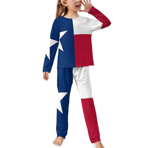 Texas State FlagChildren's Pajama Set Round Neck Long Sleeve Top + Pants Two-piece Set110CM