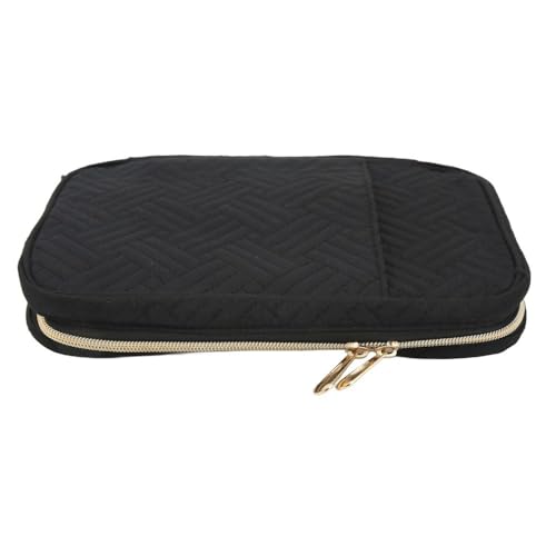 Chiffonade Estojo organizador de joias portátil bolsa de armazenamento de viagem com bolsos transparentes para fichário para brincos, colares, anéis e pulseiras (preto, 24,3 x 17 x 5,2 cm)