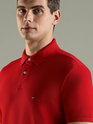 Image of Tommy Hilfiger Solid Regular Fit Cotton Polo T-Shirt