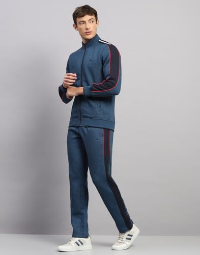 Image of Monte Carlo Mens Regular Fit Solid Collar Neck Full Sleeves Winter Tracksuit| Men Track Suit | Stylish Sportswear Set with Jacket and Lower | Activewear Set For Men's (Pack Of 1)
