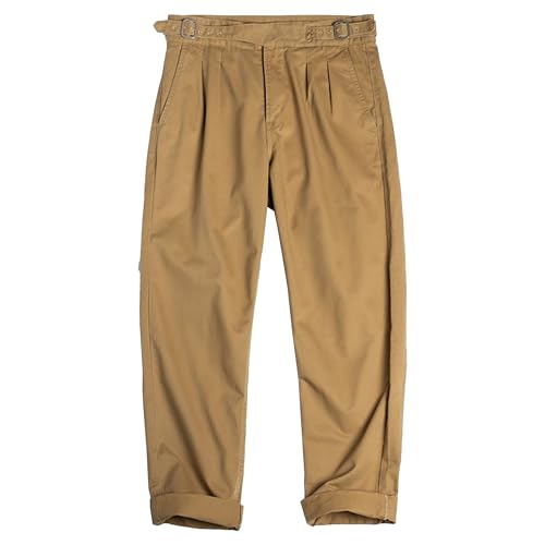 Mens Casual Pants Regular Fit Retro Stretch Cotton Fashion Trousers Tapered Chino Western Gurkha Pants