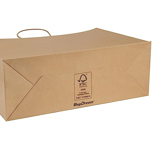 BagDream 100Pcs 16x6x12 Inches Kraft Paper Bags with Handles Bulk Gift Bags Shopping Bags for Grocery, Merchandise, Recycled Large Brown Paper Bags - Image 6