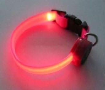 Fashionable Flashing Nylon Dog Collar with Pink LED Lights, Multi-Function, Large