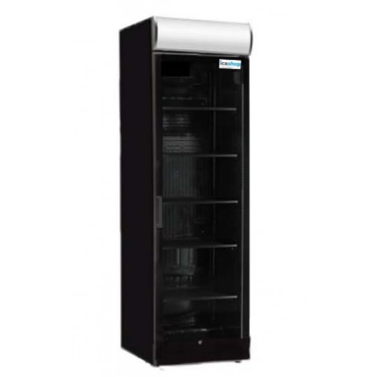 Iceshop Heladera vitrina para bebidas refrigerada con puerta de cristal 390L - 600x650x2000mm (negro)