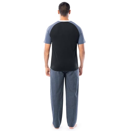 Fruit of the Loom Men's Jersey Henley Top and Broadcloth Pant Sleep Pajama Set2