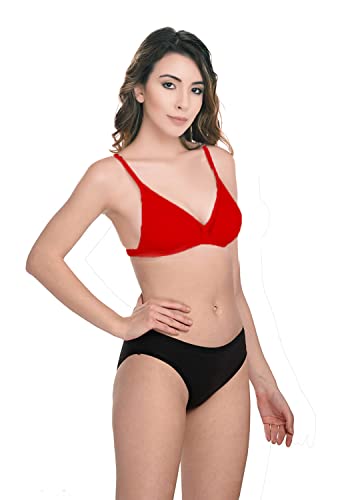 Image of Wirefree Non-Padded Teenager Backless Bra Panty Set for Women /Girls.