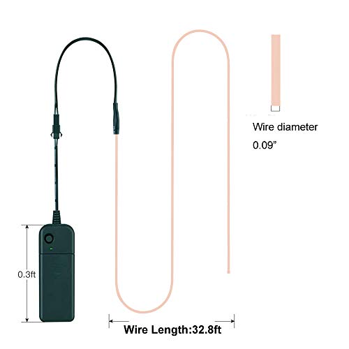 Image of MaxLax EL Wire White, 32.8ft /10m Portable Battery Pack Neon Light Strip 360 Cuttable Glowing Rope Lights for Parties, Halloween, DIY Decoration