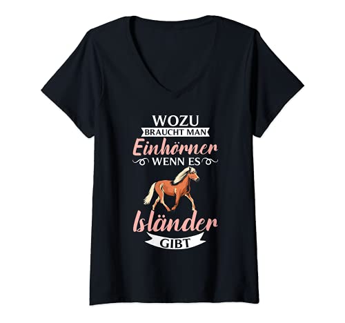 Damen Reiten Kleidung Reitbekleidung Dressurreiten Isländer Pferde T-Shirt mit V-Ausschnitt