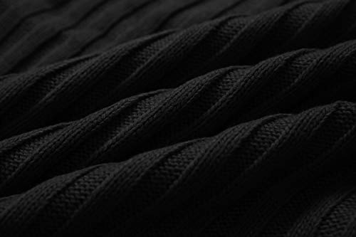 Mens Sweaters Turtleneck Cable Knitted Pullover Long Sleeve Slim Fit Chunky Casual Fall Winter Warm Cardigans Black #TOP3