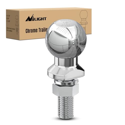 Nilight 1-7/8-Inch Diameter Chrome Trailer Hitch Ball 2 000 lbs 3/4 x 1-5/8-Inch Shank Universal Fit Gray