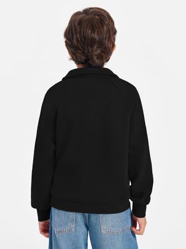 Haloumoning Boys Thumb Hole Sweatshirts Half Zipper Long Sleeve Fleece Pullover with Pockets 5-14 Years4