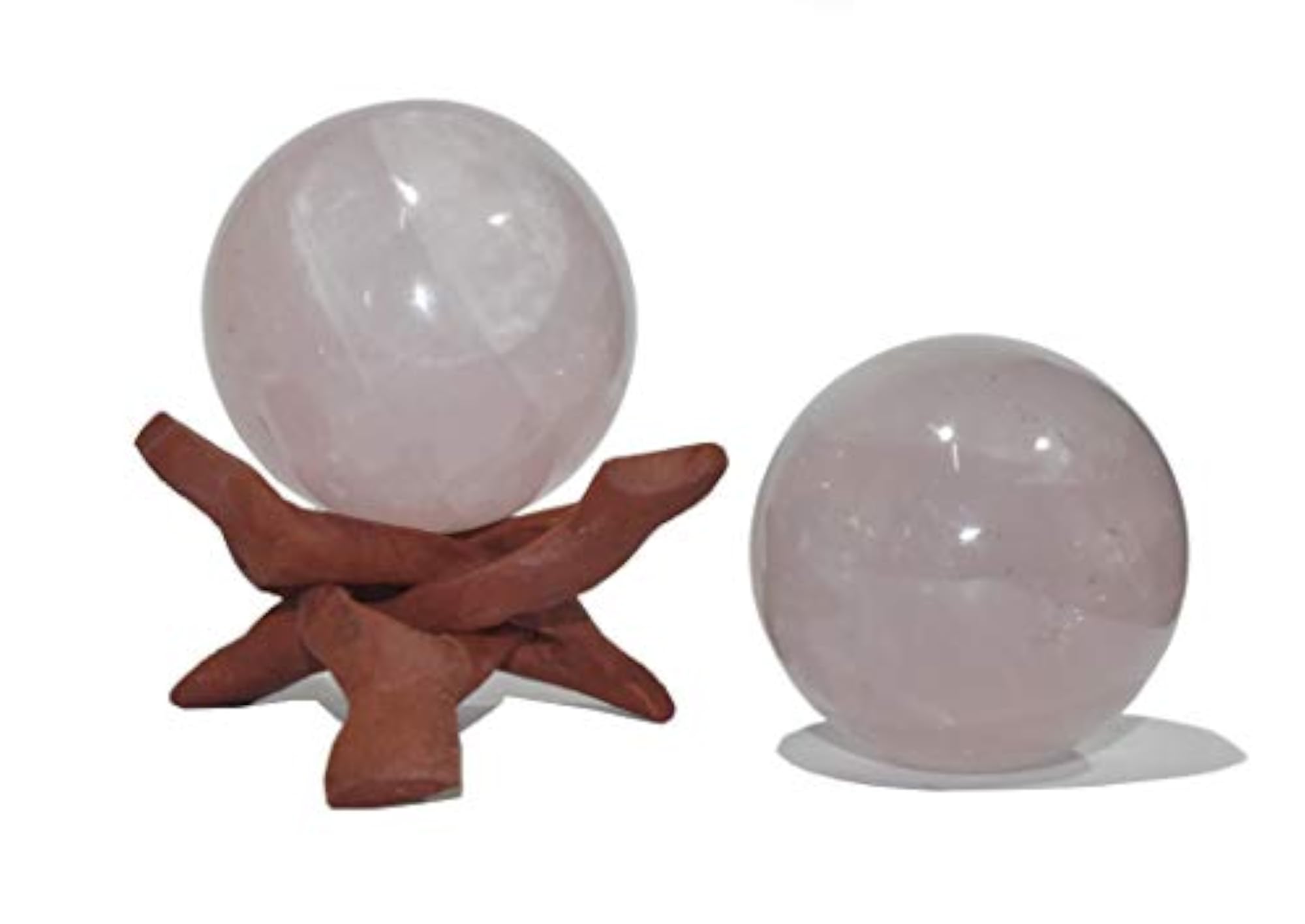 Rose Quartz Natural Healing Crystal Ball with Stand, Size 2.5-3 Inch