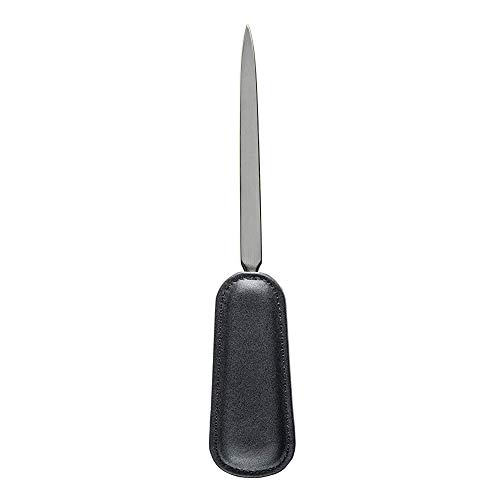 Dacasso Black Leather Letter Opener with Silver Blade