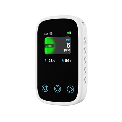 臭気測定器 3 in 1 空気質テスター CO 温度計 LCD デジタル一酸化炭素検出器 継続使用(White)