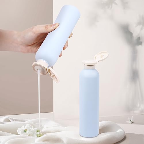 Image of ASEVAT 8.8 oz Plastic Travel Refillable Shampoo Bottles, Empty Squeeze Bottles with Flip Cap, Travel Containers for Shampoo, Conditioner, Lotion, Cream and Liquids (4 Pcs)