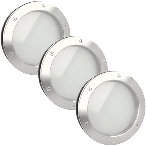 MLS Bullauge B4000, Set mit 3 Stück, für Türen, Rostfreier Edelstahl, VSG-Sicherheitsglas, Passend für 40 mm Starke Türen, Beidseitig Sichtbare Befestigungsschrauben, 250 mm Durchmesser, Mattes Glas MLS Bullauge B4000, Set mit 3 Stück, für Türen, Rostfreier Edelstahl, VSG-Sicherheitsglas, Passend für 40 mm Starke Türen, Beidseitig Sichtbare Befestigungsschrauben, 250 mm Durchmesser, Mattes Glas