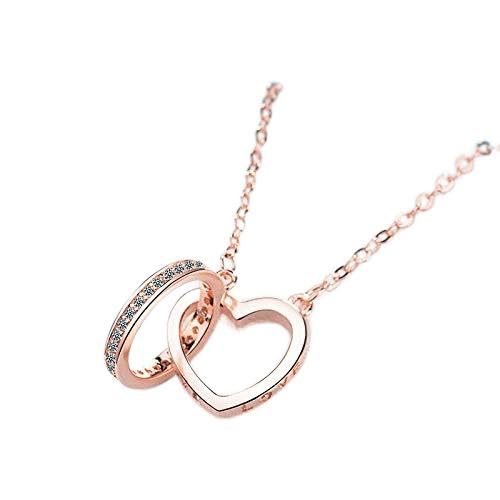 Collier en Argent Sterling 925 ZYFSHA chic avec pendentif double cercle scintillant en zircone