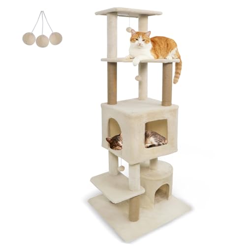 Árbol para Gatos Tangkula 64 Pulgadas Multinivel Beige miniatura 1