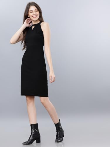 Image of Tokyo Talkies Womens Bodycon Sheath Dress | Chic & Stylish | Perfect for Parties, Date Nights & Evening Glam | Halter Neck | Dress for Women | Women Dress | Stylish Women Dress