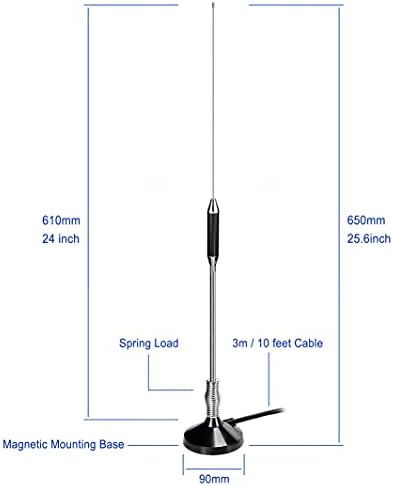 Bingfu CB Radio Antenna 27MHz Antenna with Magnetic Base PL259 & BNC Male Connector Compatible with Cobra Midland Uniden Maxon President Mobile CB Radio Car Truck CB Antenna Kit