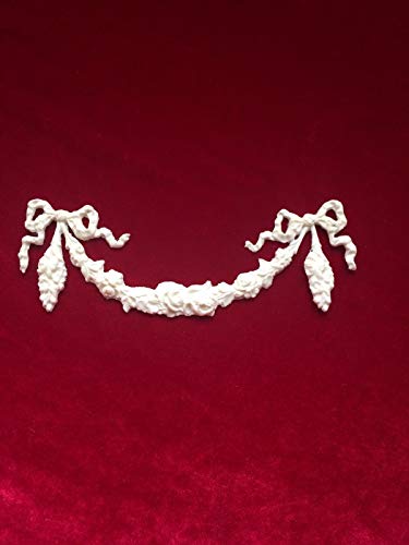 Shabby Chic White Fancy Rose Architectural Furniture Applique Swag Onlay