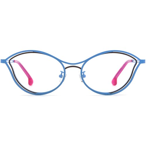 Image of FONEX Colorful Pure Titanium Glasses Frame Women Retro Round Eyeglasses