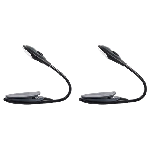 Hundnsney - Lámpara de libro (2 unidades, con pinza flexible, lámpara de libro de lectura LED, para viaje, con portalibros blancos, pequeña lámpara de mesa, pequeños regalos, color gris
