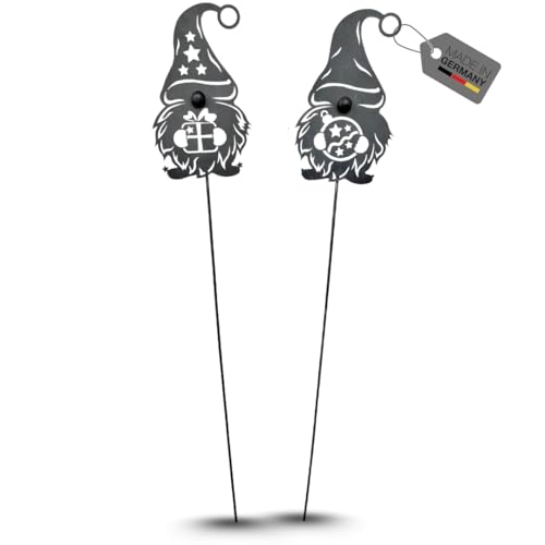 Terma Stahldesign Set Winterzwerg Grau 105 cm 2er Gartenstecker Metall...