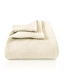 LAYNENBURG Colcha de Muselina Premium 220 x 240 cm - 100% algodón - Manta de algodón Extra Suave como Manta acogedora, Manta de Cama, Manta de sofá, Manta de sofá (Crema)