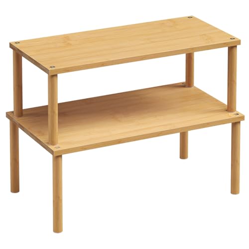 VERTORGAN-2-Pack-Cabinet-Organizer-ShelfBamboo-CountertopLargeNatural VERTORGAN 2 Pack Cabinet Organizer Shelf,Bamboo Countertop(Large,Natural) - Image 1