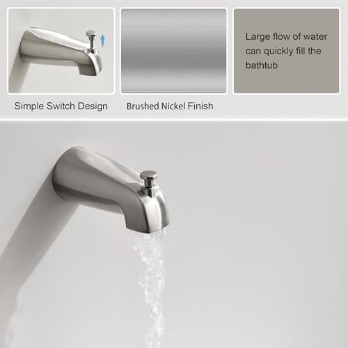 FROPO Tub Shower Faucet Set with Valve, Tub and Shower Faucet Set Complete Brushed Nickel, Single-Handle Tub and Shower Trim Kit with High-Pressure 6 Inch Rain Shower Head and Tub Spout by FROPO - Image 4