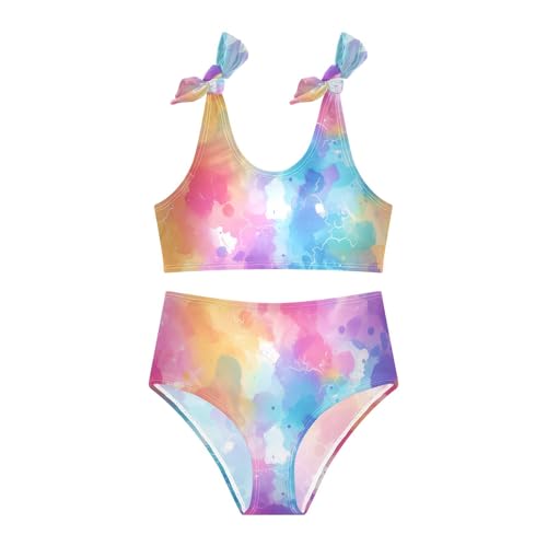 KLL Rainbow Gradient Girls' 2 Piece Bikini Sets Quick-Dry Swimsuit Swimming Suits Cute Shoulder Strap3