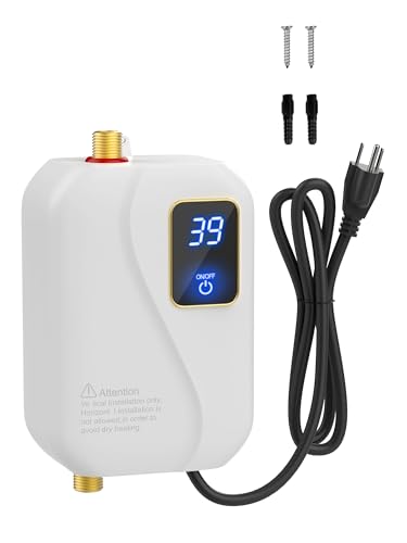 Electric Tankless Water Heater 110V 3000W, Under Sink Instant Hot Water Heater with Digital Display, Point of Use Portable Mini Heater for Kitchen Bathroom Sink