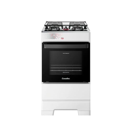 Fogão Esmaltec 4 Bocas Ideal Top Mesa Inox Tampa de Vidro Forno 50 Litros Branco T4IAB Bivolt