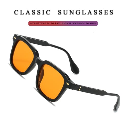 PORADAY Trendy Square Sunglasses for Women Men Fashion Thick Frame Black Sun Glasses Female Vintage Shades3