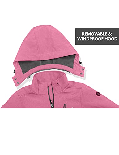 Little Donkey Andy Jaqueta feminina softshell para caminhada com capuz removível, forrada com lã par