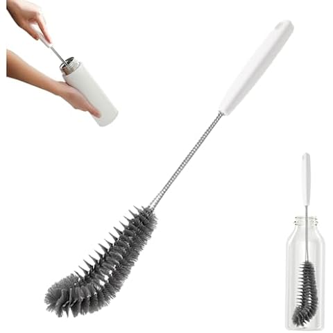 16 inches Long Handle Black Bottle Cleaning Brushes - Perfect for Baby Bottles, Sports Bottles, Glassware, Mugs, Jars, and Stemware (1-pc) Cover