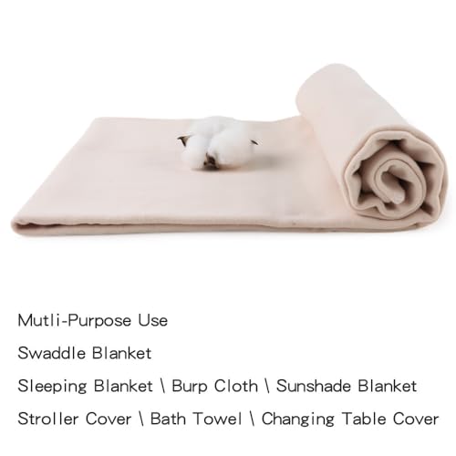 Image of PESAAT Cotton Baby Swaddle Hat Set Newborn Infant Hats Receiving Blankets for Baby Boys Girls