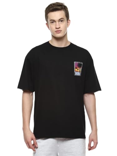 Image of hummel Vacay Men's Oversize Fit, Drop Shoulder Crew Neck Graphic Print Casual T-Shirt