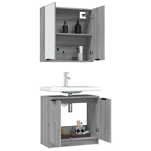 Gabinetes de baño gris Sonoma en madera de ingeniería duradera 5