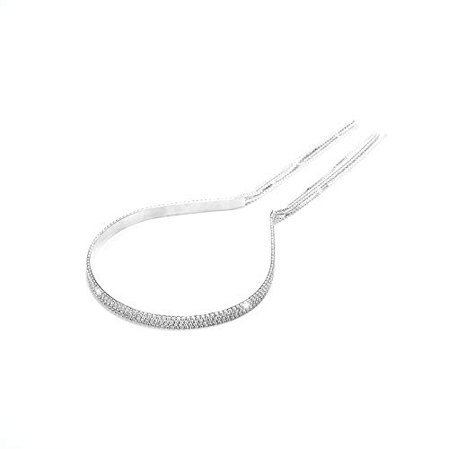 EIGHTOWN 2/3/4 Row Crystal Rhinestone Headband Wedding Rhinestone Hair Band Bridal Party Hair Hoop Sparkling Head Wear Fashion Accessories for Women Tassels Hair (4-row white)