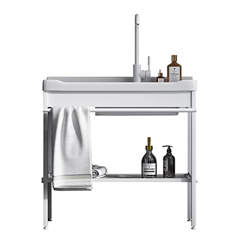 Évier utilitaire d'extérieur en acier inoxydable avec pieds | Évier de cuisine autonome en céramique pour jardin, garage et cuisine