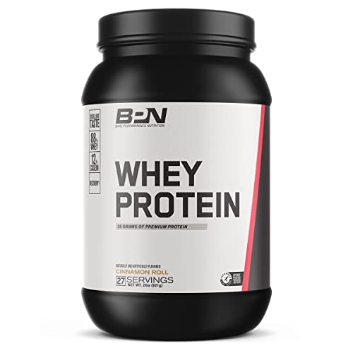 BARE PERFORMANCE NUTRITION, BPN Whey Protein + Casein Protein Powder Blend, Cinnamon Roll 25g Protein per Serving Supports Lean Muscle Recovery, 27 Servings, Third Party Tested
