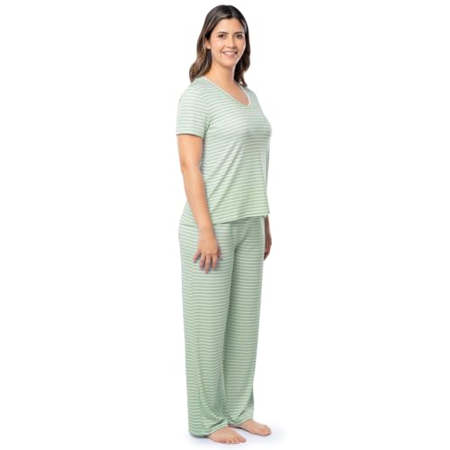 Image of Fruit of the Loom womens Short Sleeve Tee and Pant 2 Piece Sleep Set