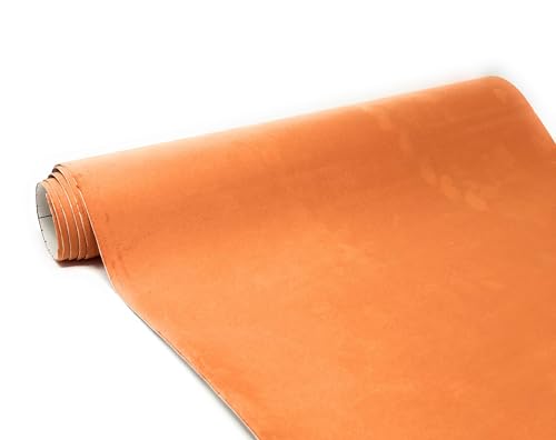 Image of Suede Fabric Wrap - Self Adhesive Film Sticker Silky Decal Sheet for Car Interior Furniture Upholstery DIY Elastic Stretch Peel and Stick (Tangerine, 17.5 in x 70 inch)