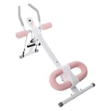 54-70cm höhenverstellbar Bauchtrainer mit LCD-Display & 100kg Belastung Klappbarer Bauchmuskeltrainer Trainingsgerät für Zuhause mit 2 Fitnessbänder leise Gleitrollen & rutschfeste Füße (Weiß,Rosa)