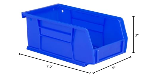 Hudson Exchange 7-1/2" x 4" x 3" Plastic Stackable Storage Bin and Hanging Container (Blue, 1 Pack)