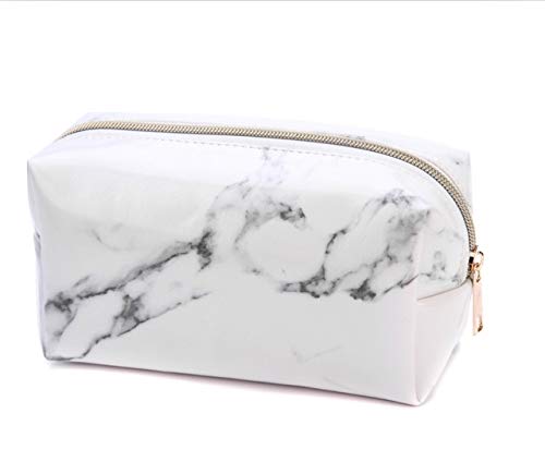 LJG Lwq Cute Marble Pattern Pencil Cases Big Capacity PU Leather Cosmetic Bag Pencil Bag School Office Supplies(White) (Color : White)