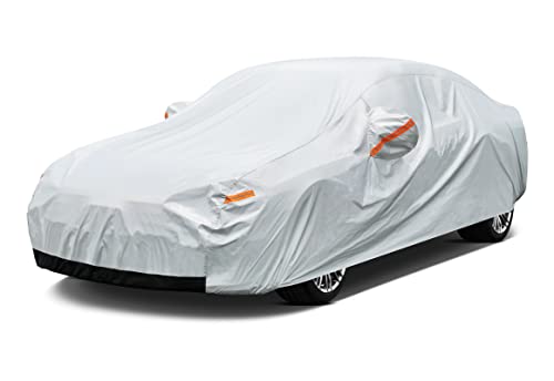 GUNHYI 6 Layer Car Cover Waterproof All Weather for Automobiles, Heavy Duty Full Exterior Cover Universal fit Corolla, Prius, Forte, Jetta, Civic, Elantra, Sentra etc (Sedan, 176-184 inch)