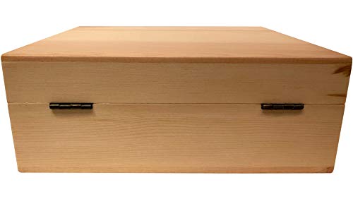 Locking Storage and Keepsake box with lid- Wooden Storage Box for Home - Treasure Box with compartments Natural Pine Wood Gift Boxes (Natural Wood)